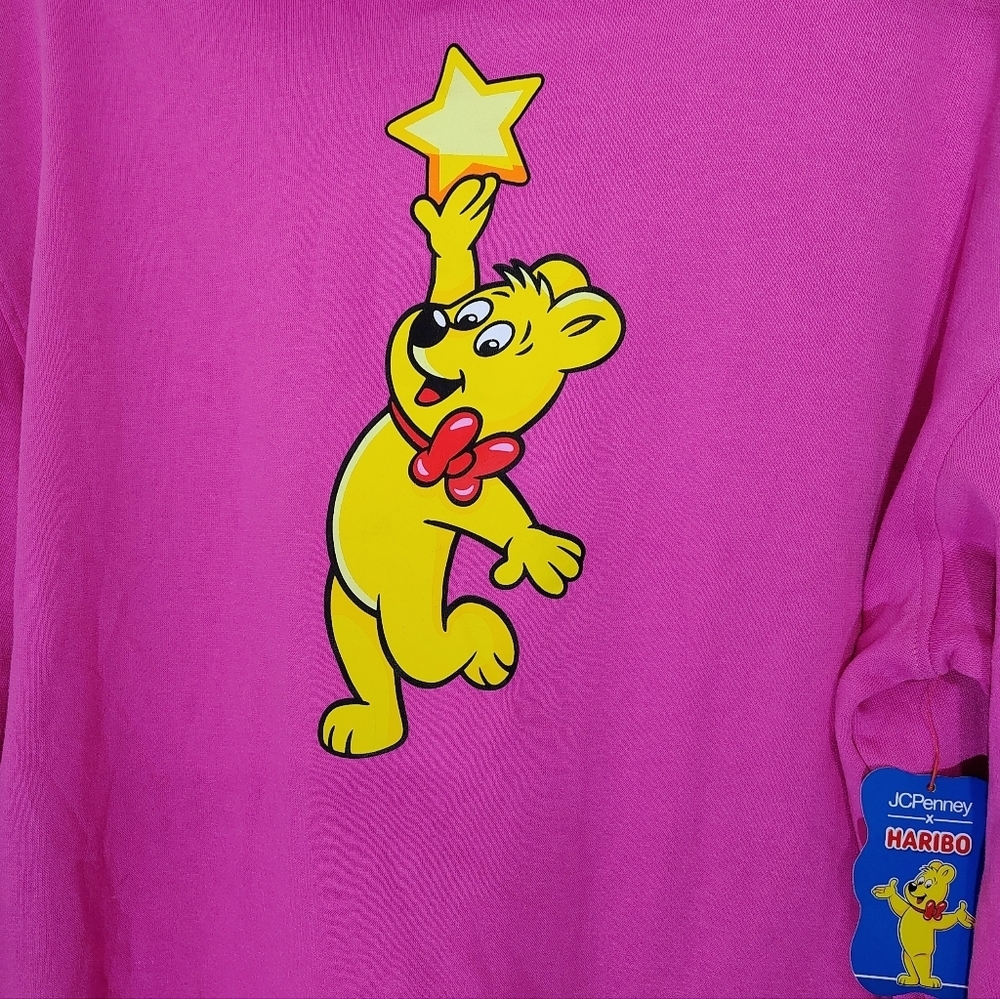 Haribo Gummy Bear Pink Hoodie Girls XL (16) Fleece Lined Pullover Cute Ears NWT - Picture 5 of 13